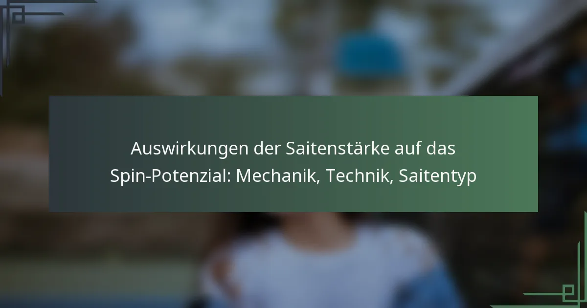 Auswirkungen der Saitenstärke auf das Spin-Potenzial: Mechanik, Technik, Saitentyp