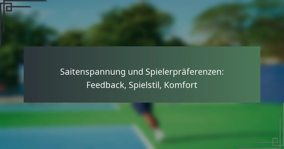Saitenspannung und Spielerpräferenzen: Feedback, Spielstil, Komfort