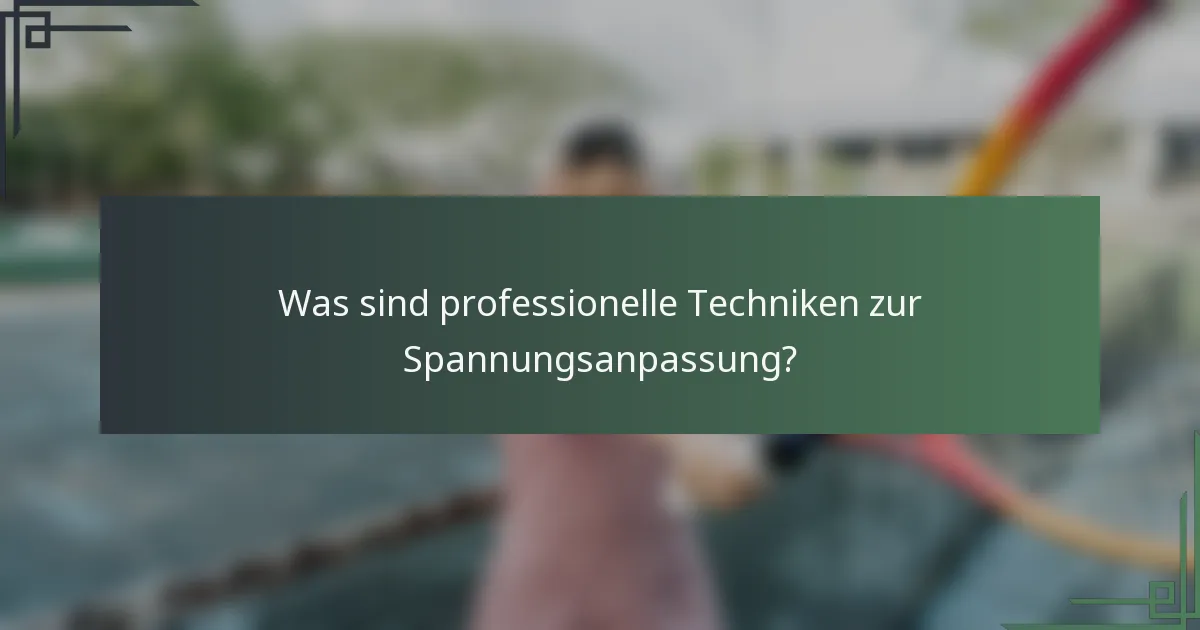 Was sind professionelle Techniken zur Spannungsanpassung?