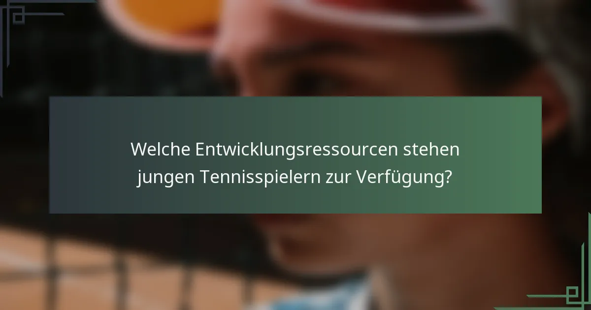 Welche Entwicklungsressourcen stehen jungen Tennisspielern zur Verfügung?