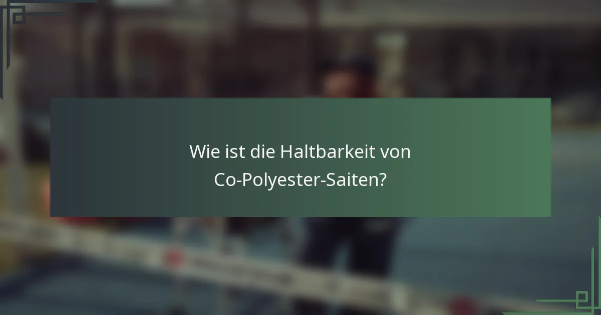 Wie ist die Haltbarkeit von Co-Polyester-Saiten?