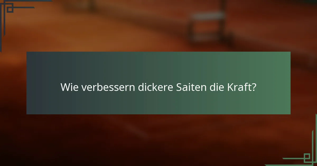 Wie verbessern dickere Saiten die Kraft?
